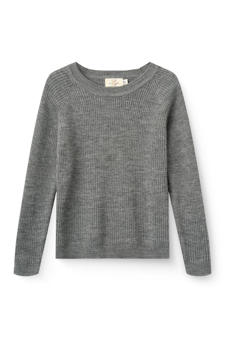 Klassisk Merino Bluse i Rib - Grey Melange