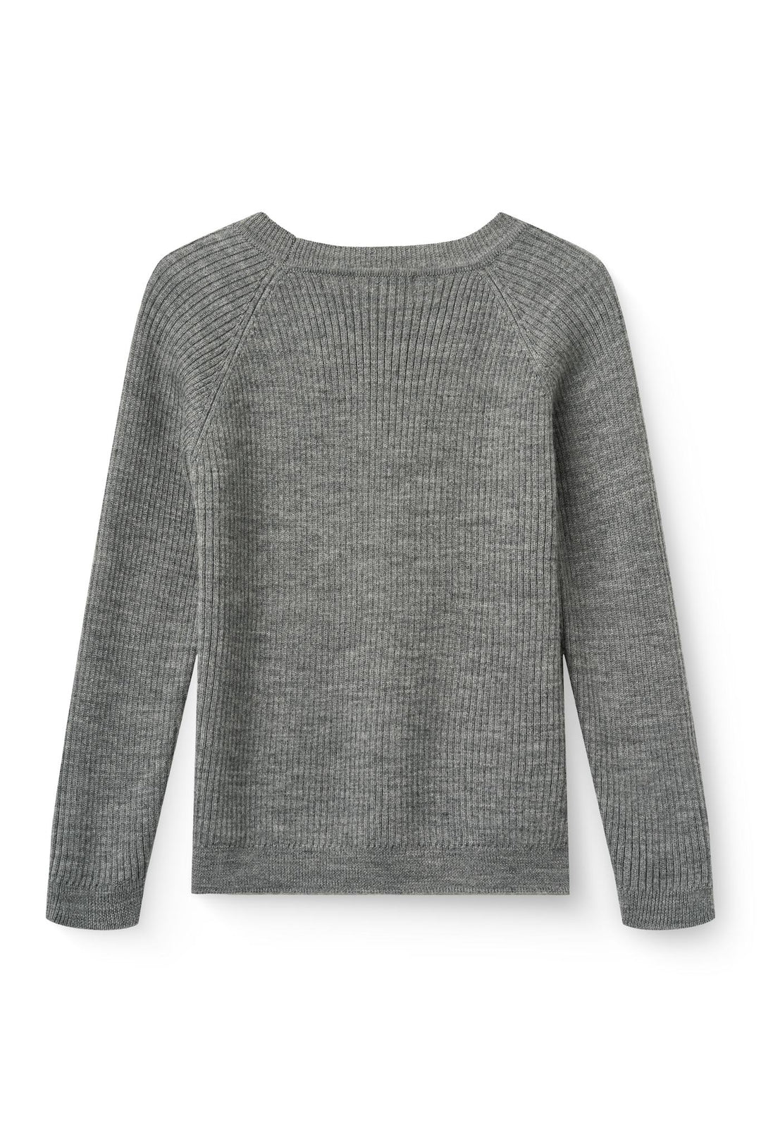Klassisk Merino Bluse i Rib - Grey Melange