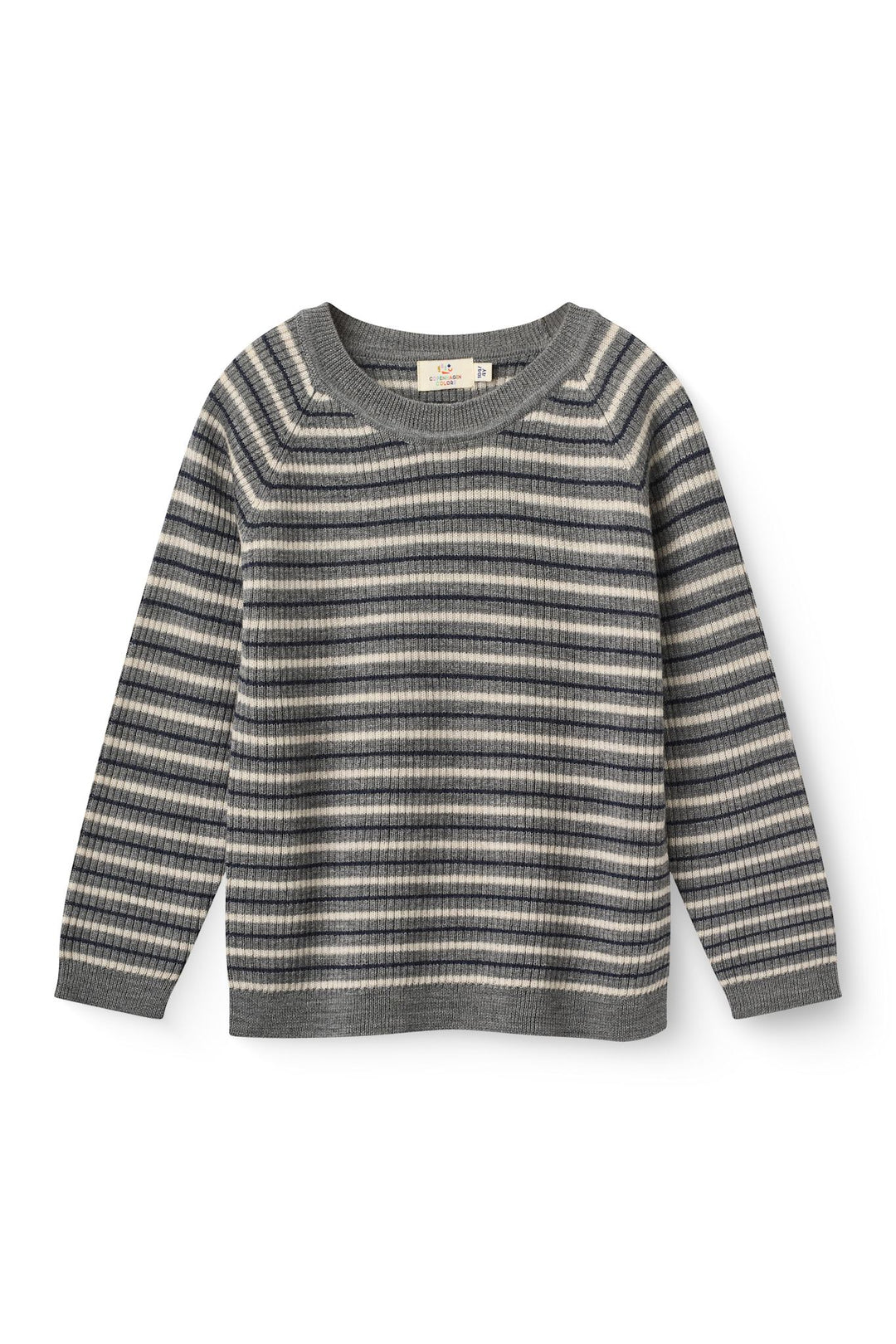 Klassisk Merino Bluse i Rib - Grey Stripe