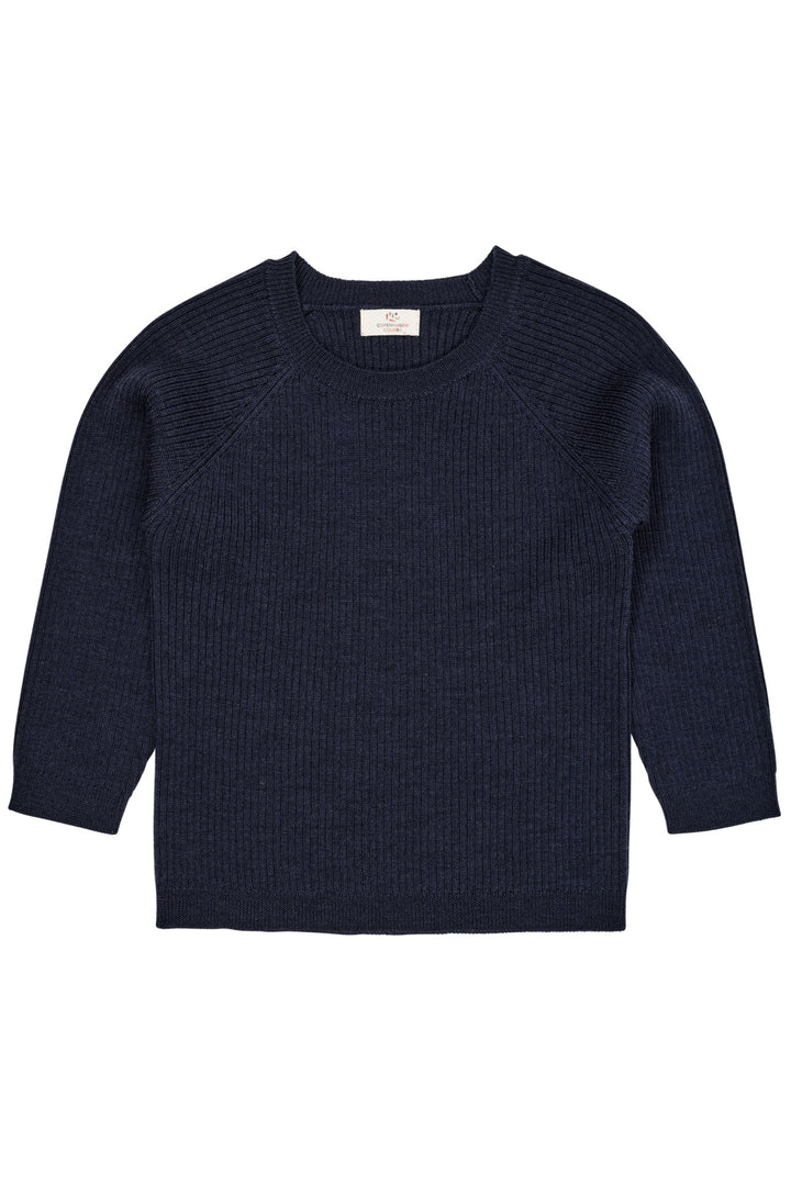 KLASSISK MERINO BLUSE I RIB - NAVY