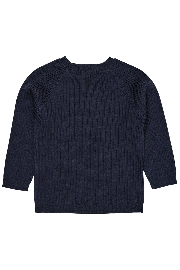 KLASSISK MERINO BLUSE I RIB - NAVY