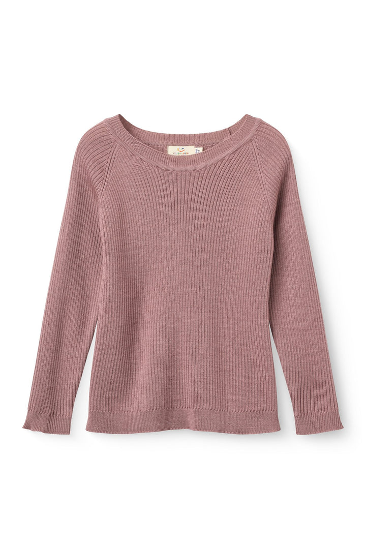 Klassisk Merino Bluse i Rib - Winter Rose