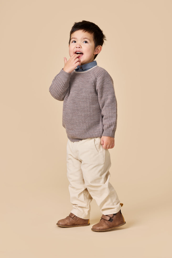 STRIKKET UNISEX BLUSE I MERINO ULD - NATURAL MELANGE