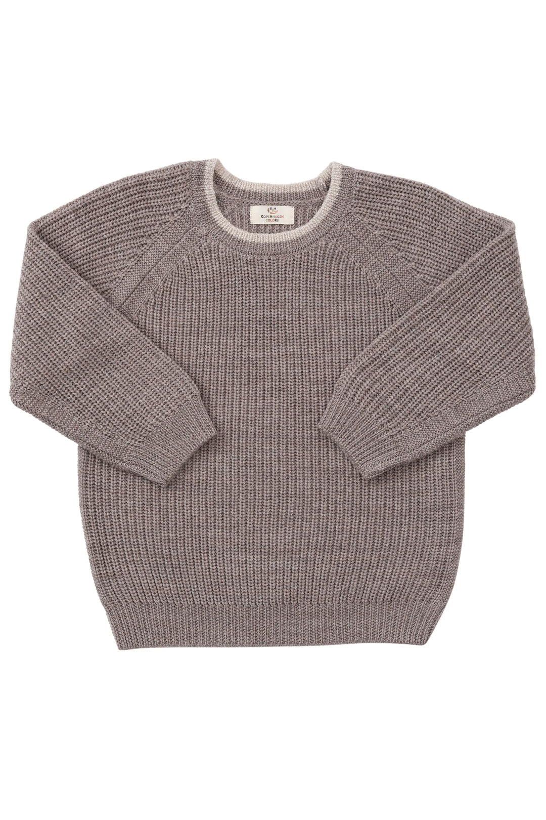 STRIKKET UNISEX BLUSE I MERINO ULD - NATURAL MELANGE