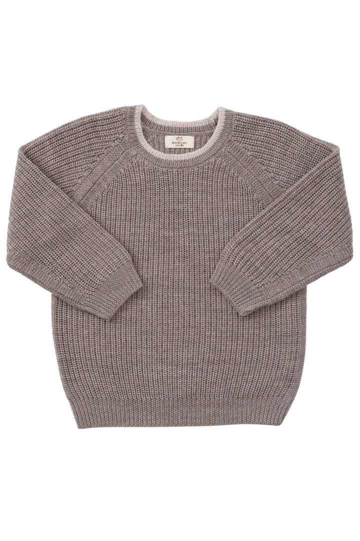 STRIKKET UNISEX BLUSE I MERINO ULD - NATURAL MELANGE