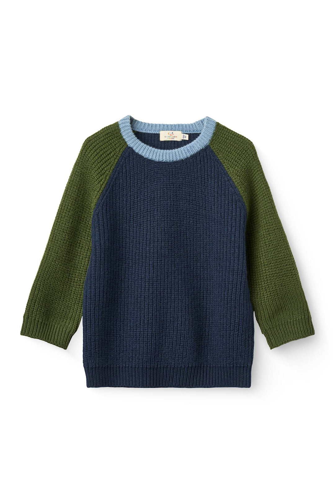 Strikket Unisex Bluse i Merino Uld - Navy Comb.