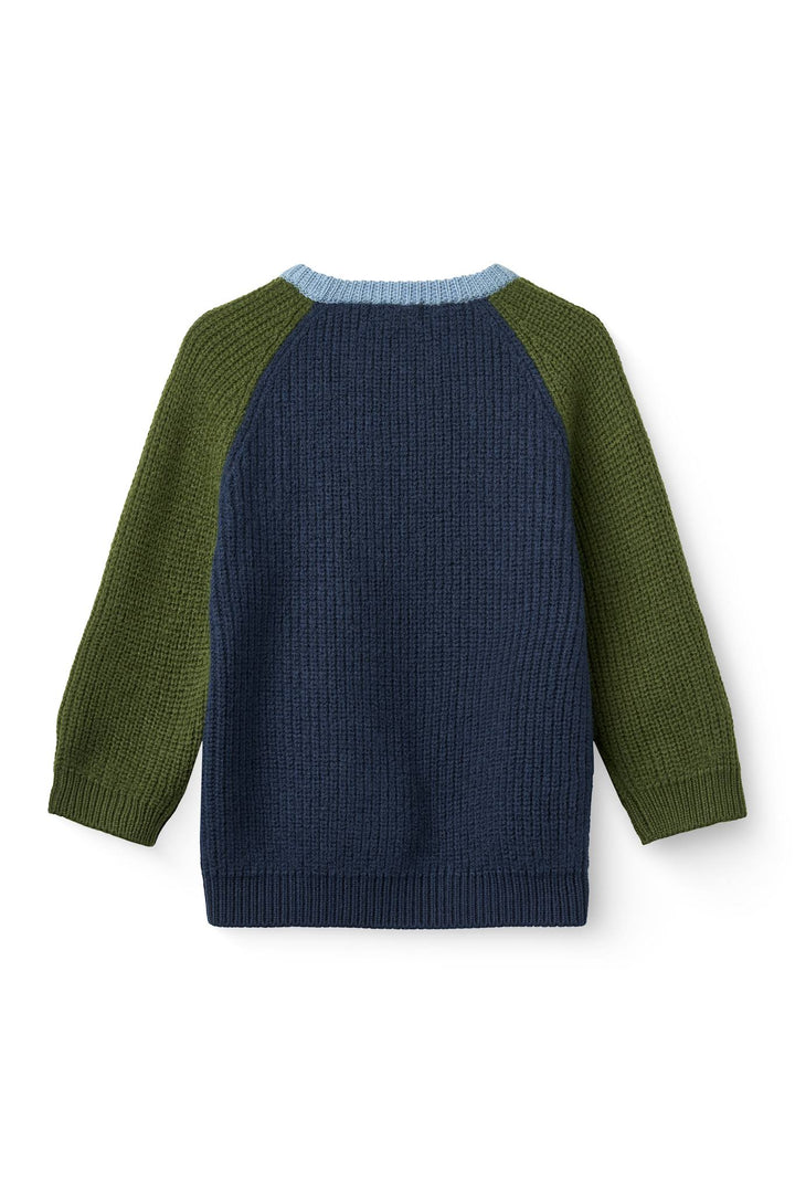 Strikket Unisex Bluse i Merino Uld - Navy Comb.