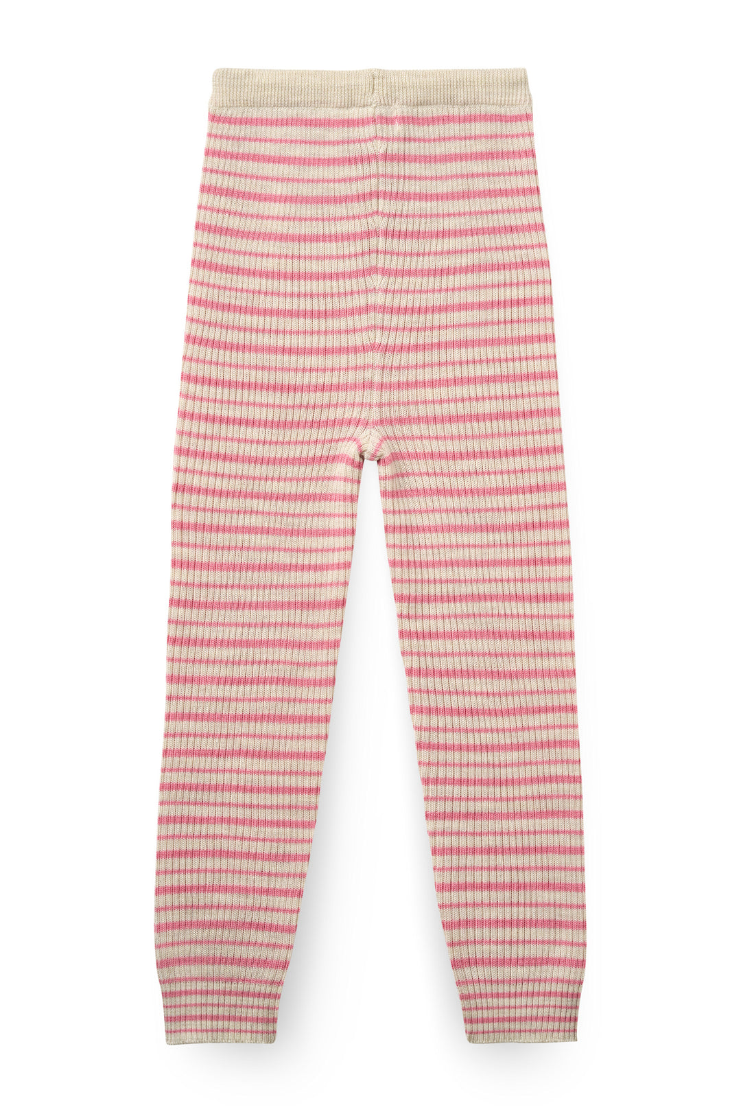 Klassisk Merino Rib Leggigns med Bindebånd - Blossom Pink Stripe