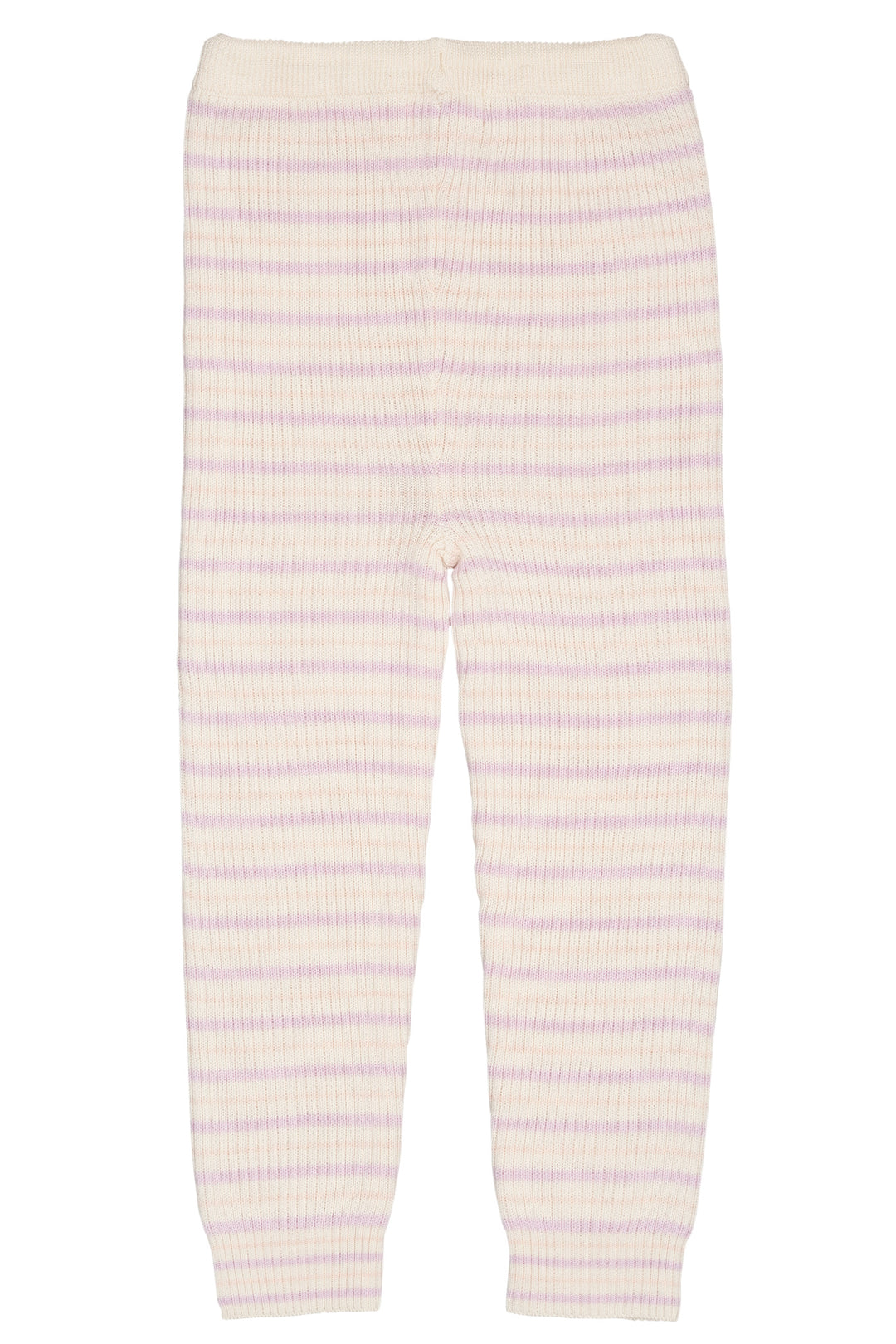 KLASSISK MERINO RIB LEGGINGS M. BINDEBÅND - UNISEX - CREAM/LAVENDER/DUSTY ROSE COMBI