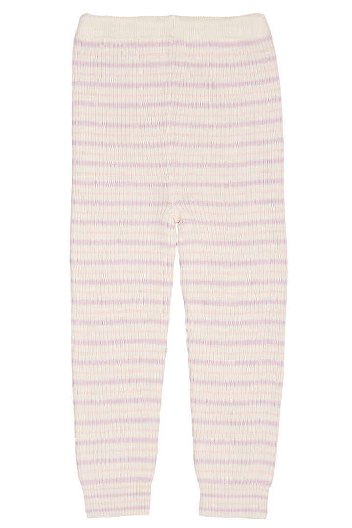 KLASSISK MERINO RIB LEGGINGS M. BINDEBÅND - UNISEX - CREAM/LAVENDER/DUSTY ROSE COMBI