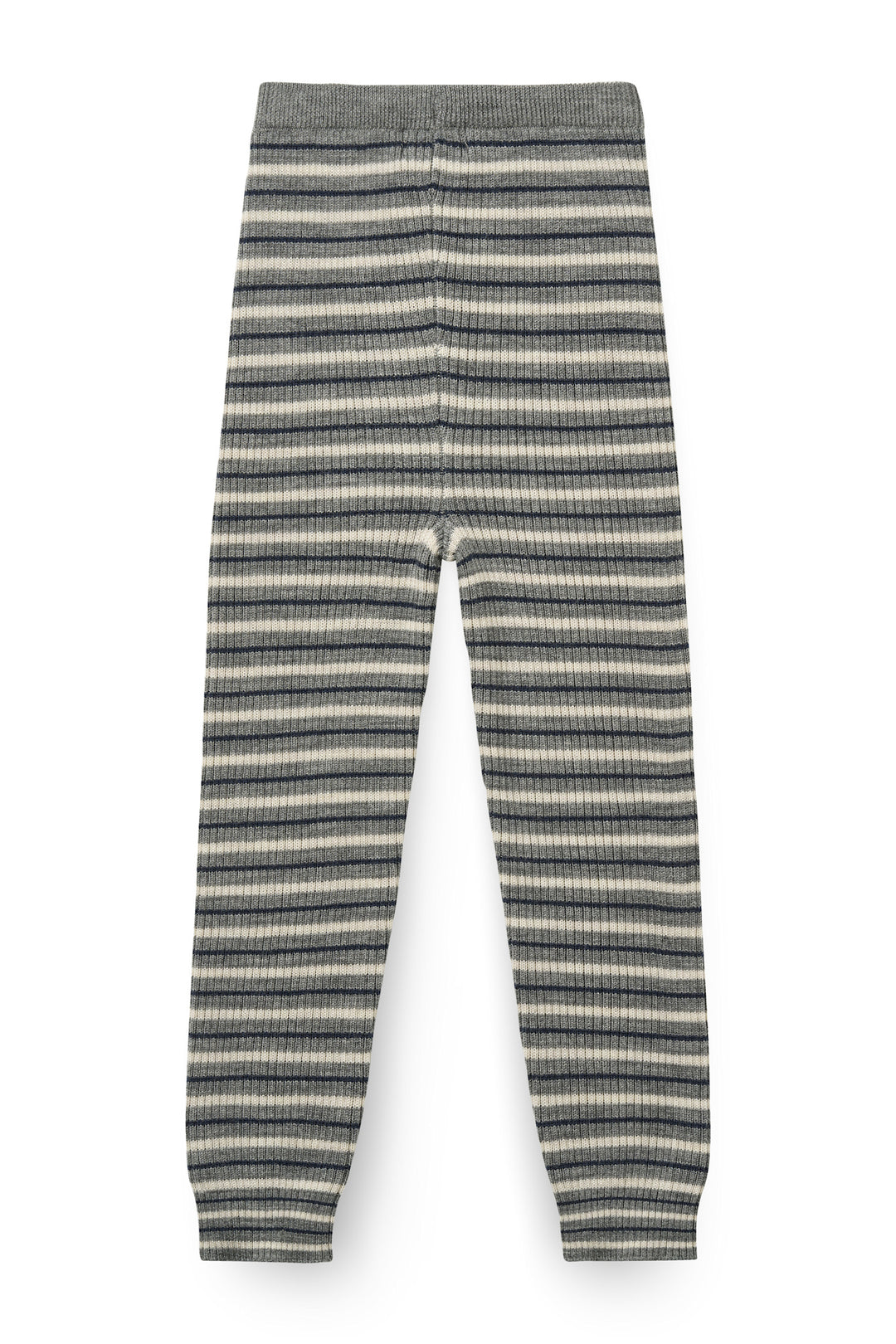 Klassisk Merino Rib Leggigns med Bindebånd - Grey Stripe
