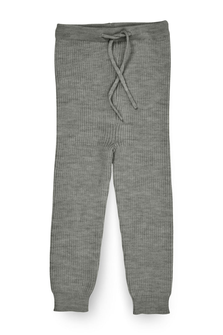 Klassisk Merino Rib Leggigns med Bindebånd - Grey Mel.