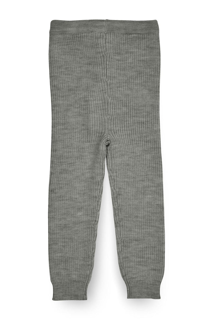 Klassisk Merino Rib Leggigns med Bindebånd - Grey Mel.