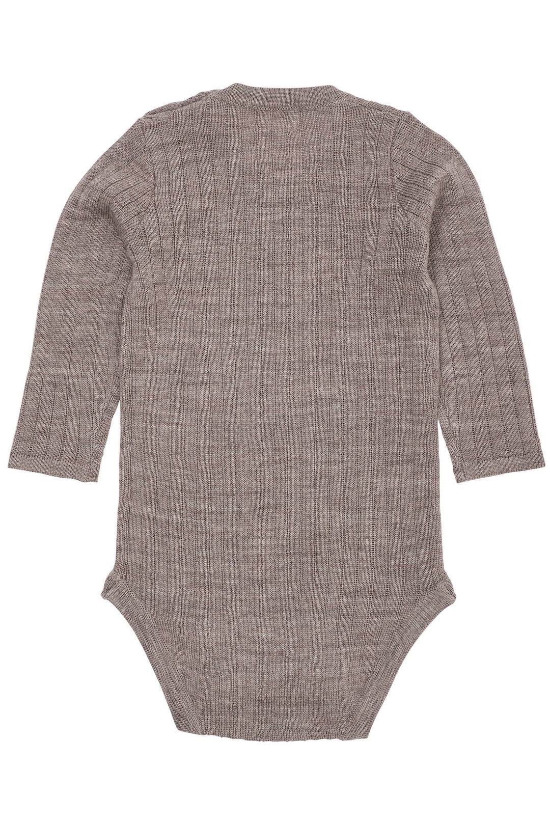 LANGÆRMET RIB BODYSTOCKING I MERINOULD - NATURAL MELANGE
