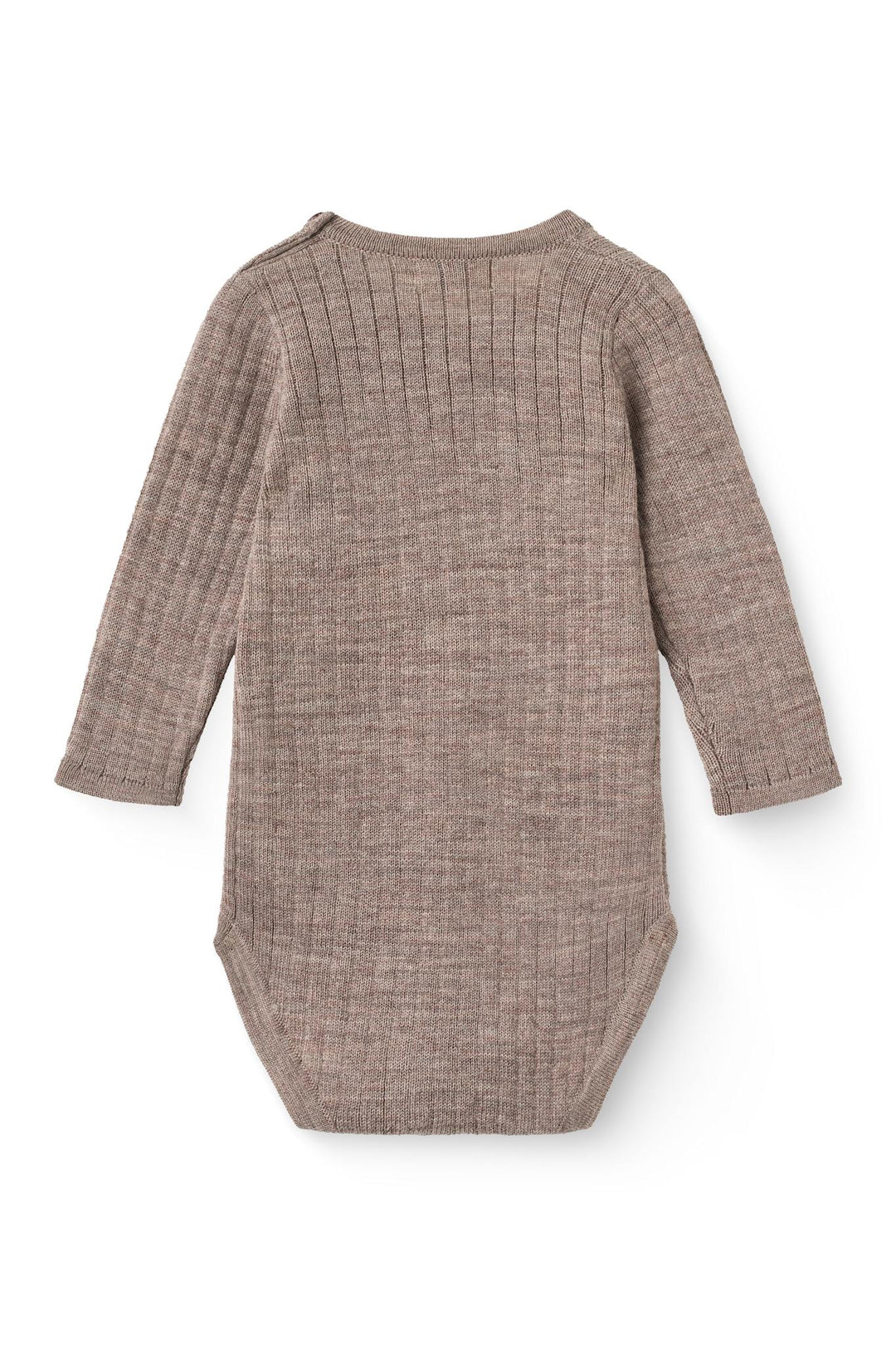 LANGÆRMET RIB BODYSTOCKING I MERINOULD - NATURAL MELANGE