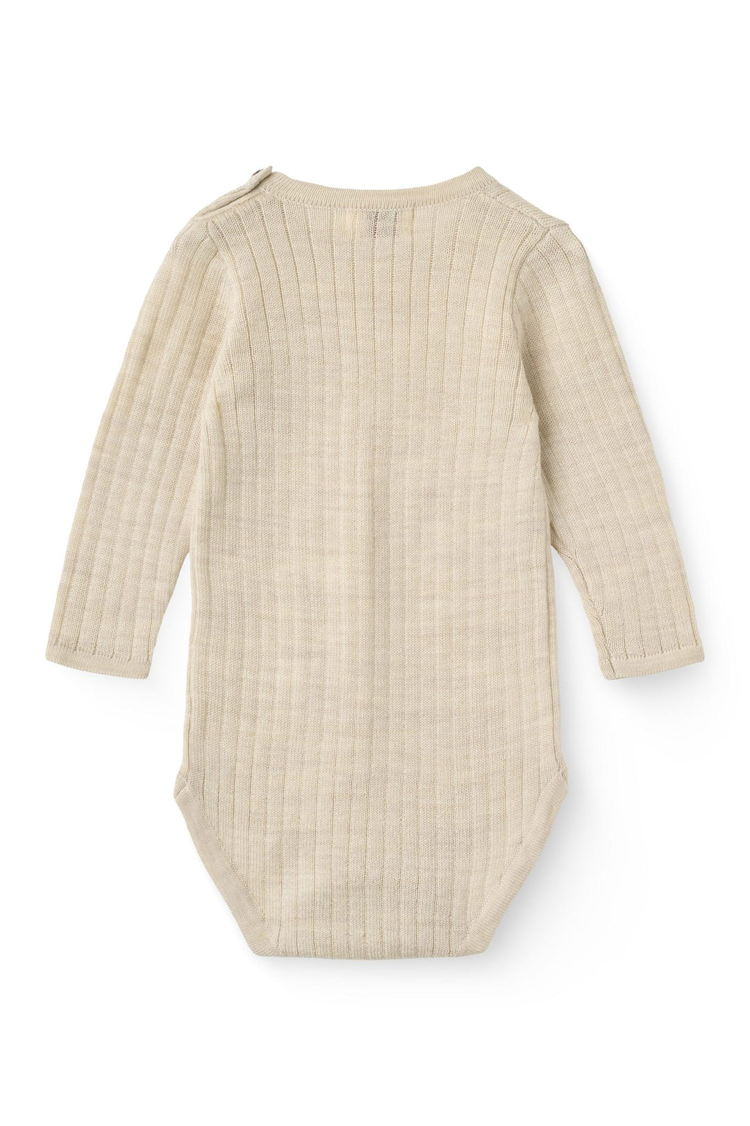 LANGÆRMET RIB BODYSTOCKING I MERINOULD - PALE CREAM MELANGE