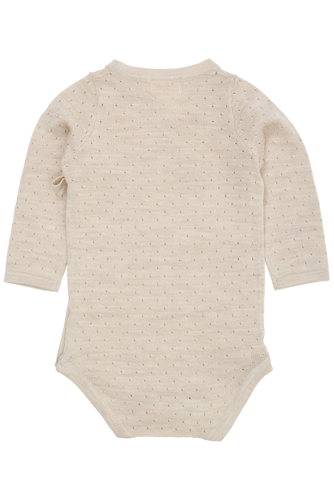 LANGÆRMET BODYSTOCKING M. SIDELUKNING I MERINOULD - PALE CREAM MELANGE