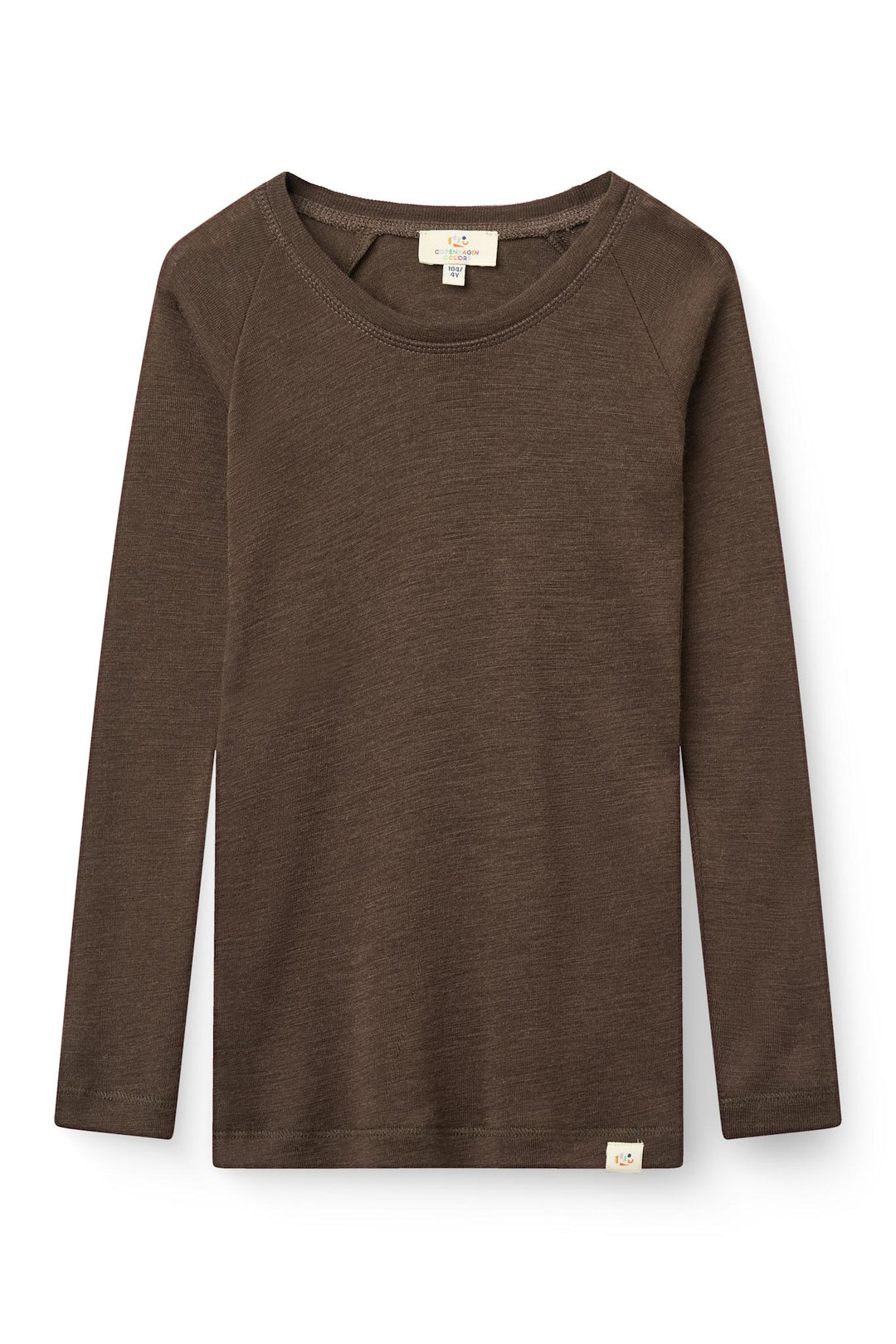 Langærmet T-Shirt i Tynd Merinould - Dk Brown