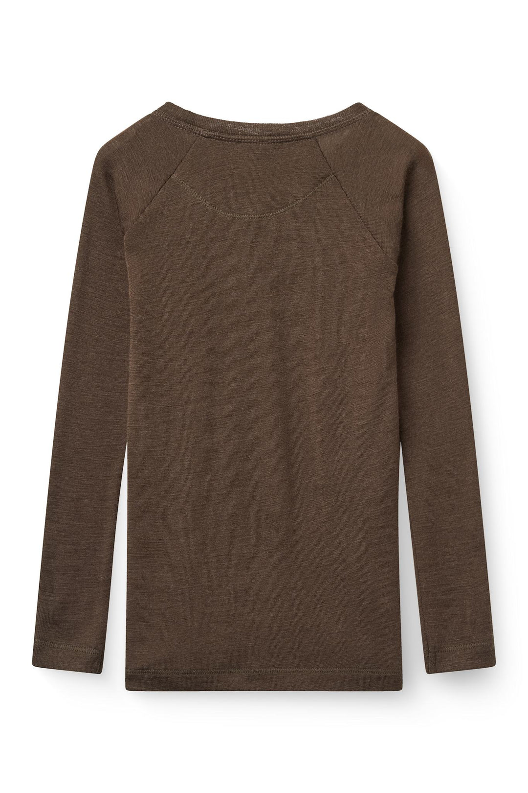 Langærmet T-Shirt i Tynd Merinould - Dk Brown