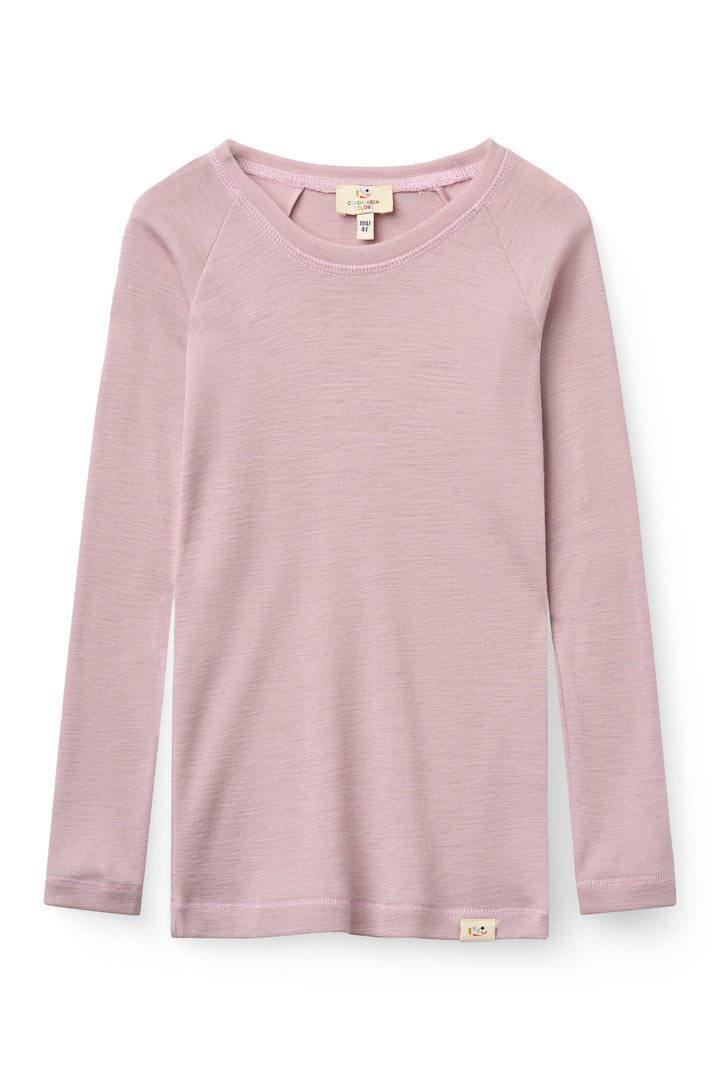 Langærmet T-Shirt i Tynd Merinould - Violet Ice