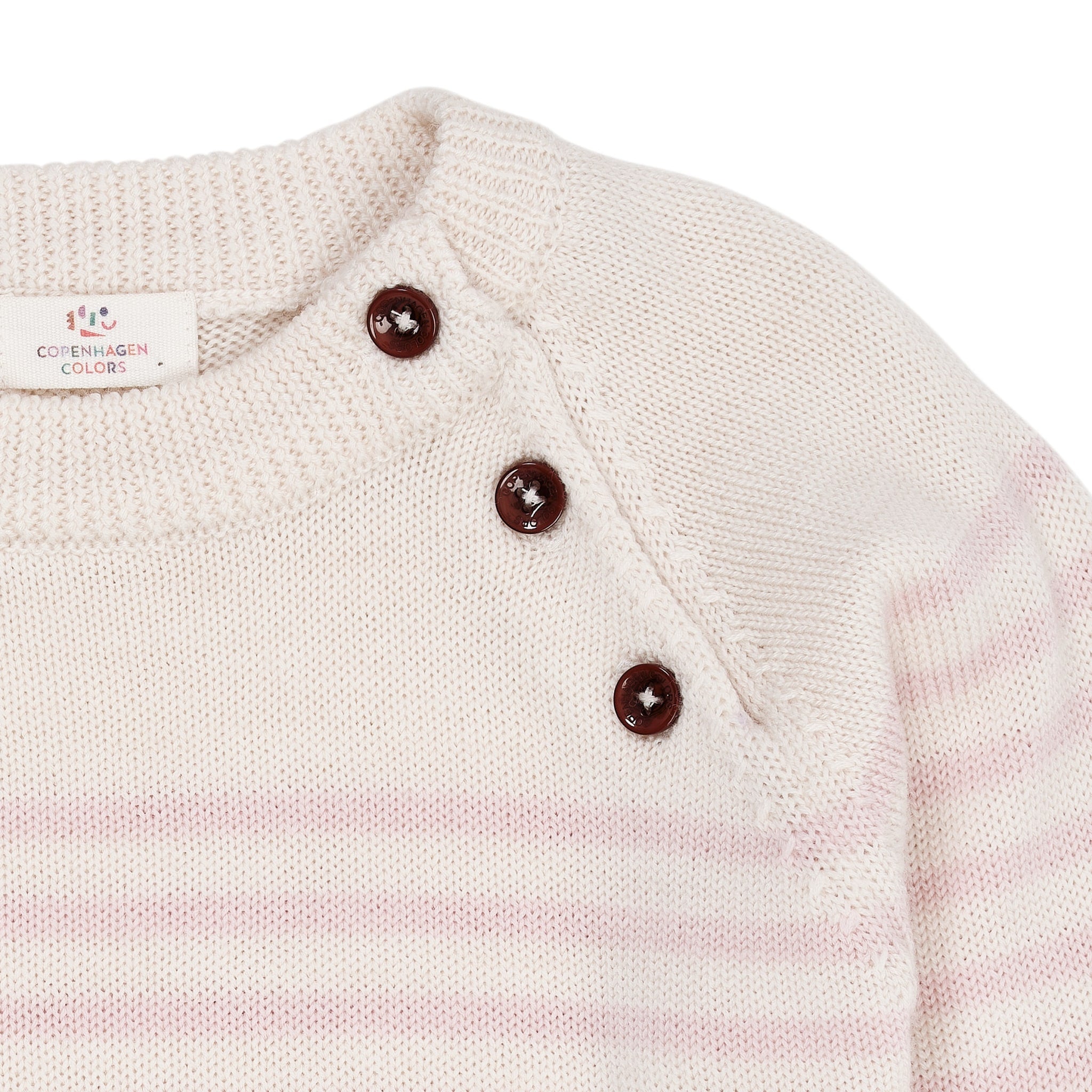 MERINO KLASSISK STRIPPET PULLOVER - CREAM/DUSTY ROSE STRIPE