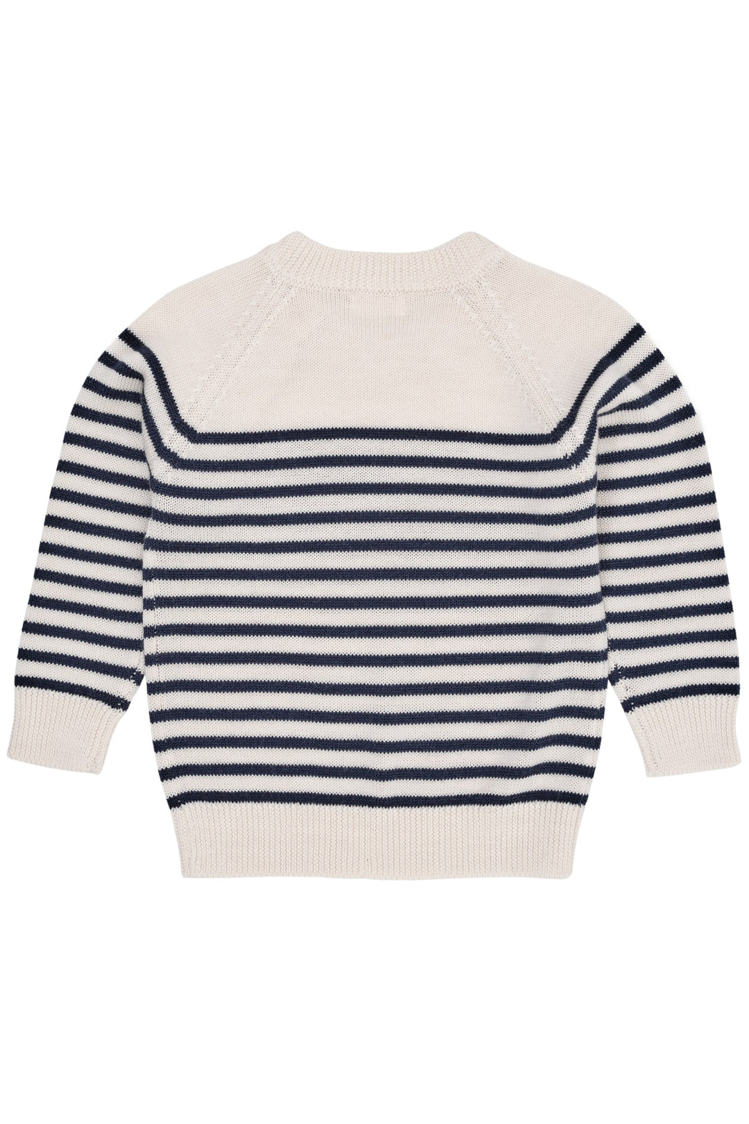 KLASSISK STRIBET PULLOVER I MERINOULD - CREAM/NAVY STRIPE