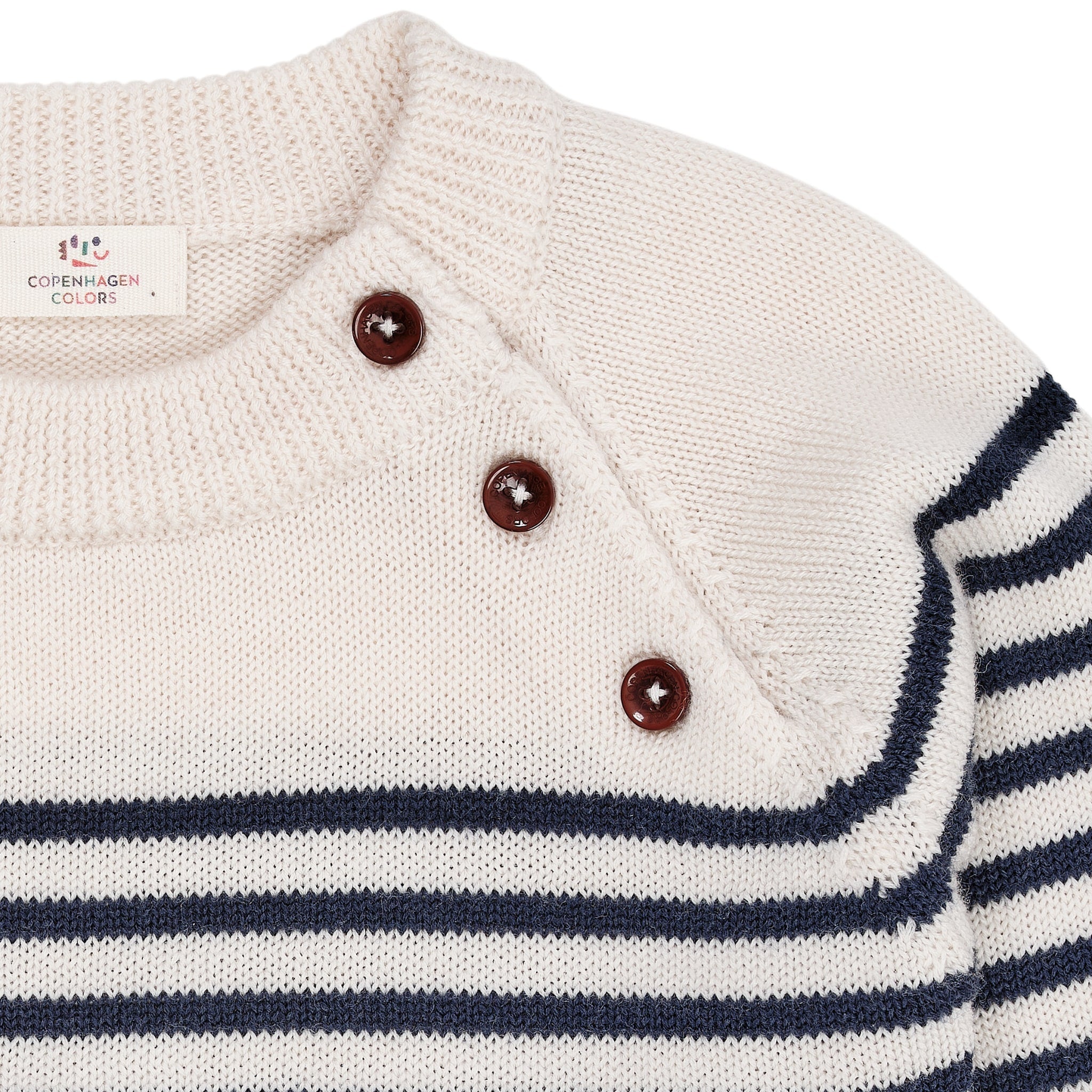 MERINO KLASSISK STRIPPET PULLOVER - CREAM/NAVY STRIPE