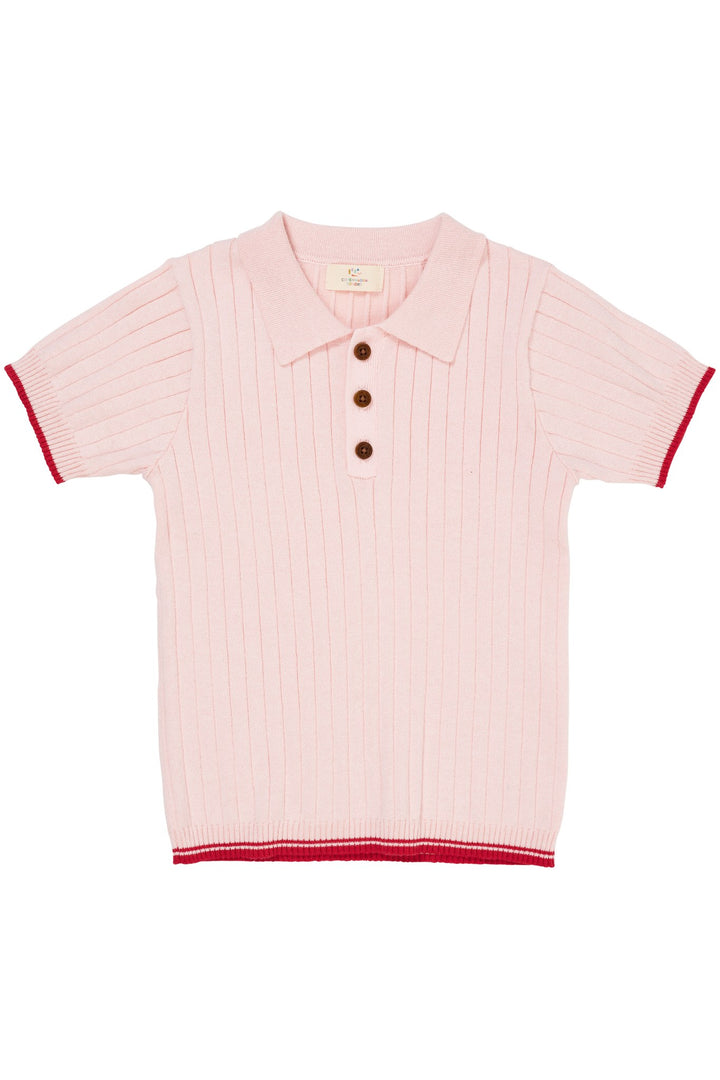 STRIKKET RIB POLO - BALLERINA/BERRY COMB.