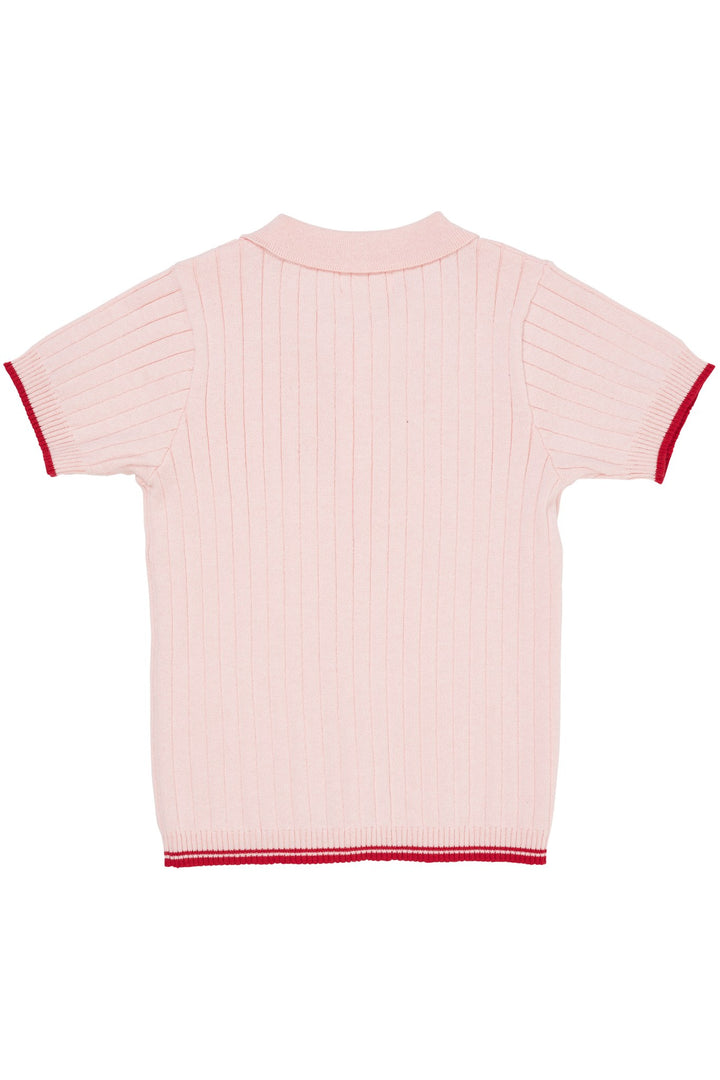 STRIKKET RIB POLO - BALLERINA/BERRY COMB.