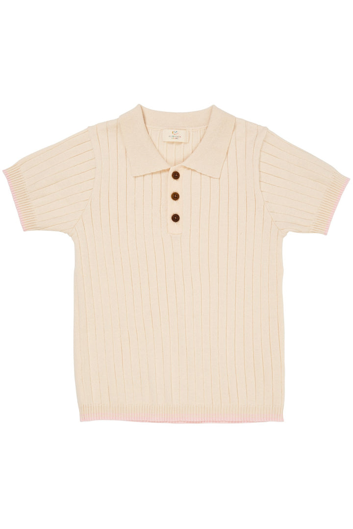 STRIKKET RIB POLO - BALLERINA/BERRY COMB.