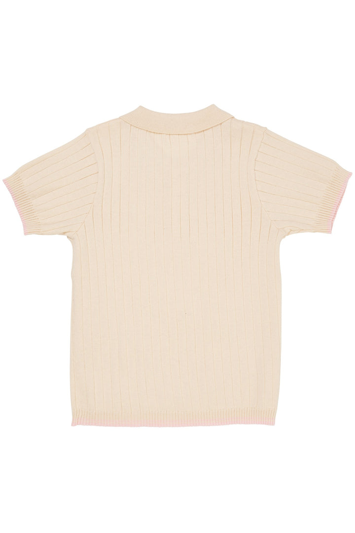 STRIKKET RIB POLO - BALLERINA/BERRY COMB.