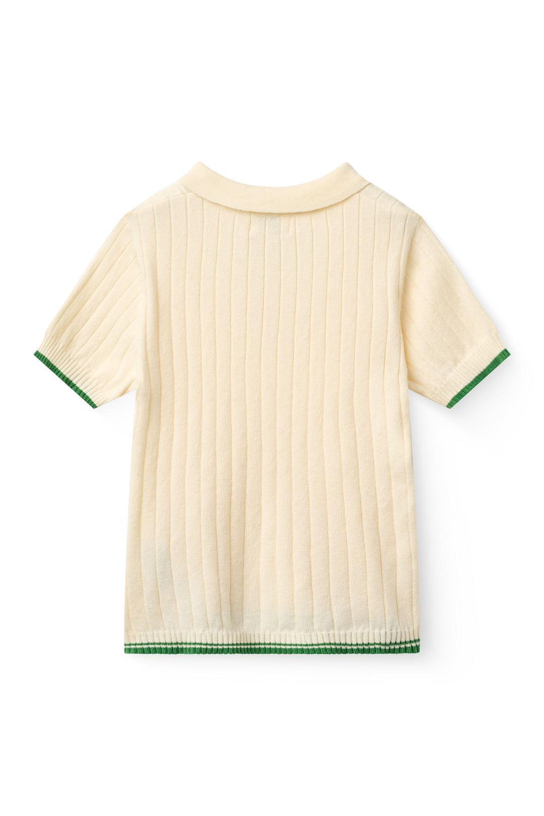 STRIKKET RIB POLO - CREAM/SHARP GREEN COMB.