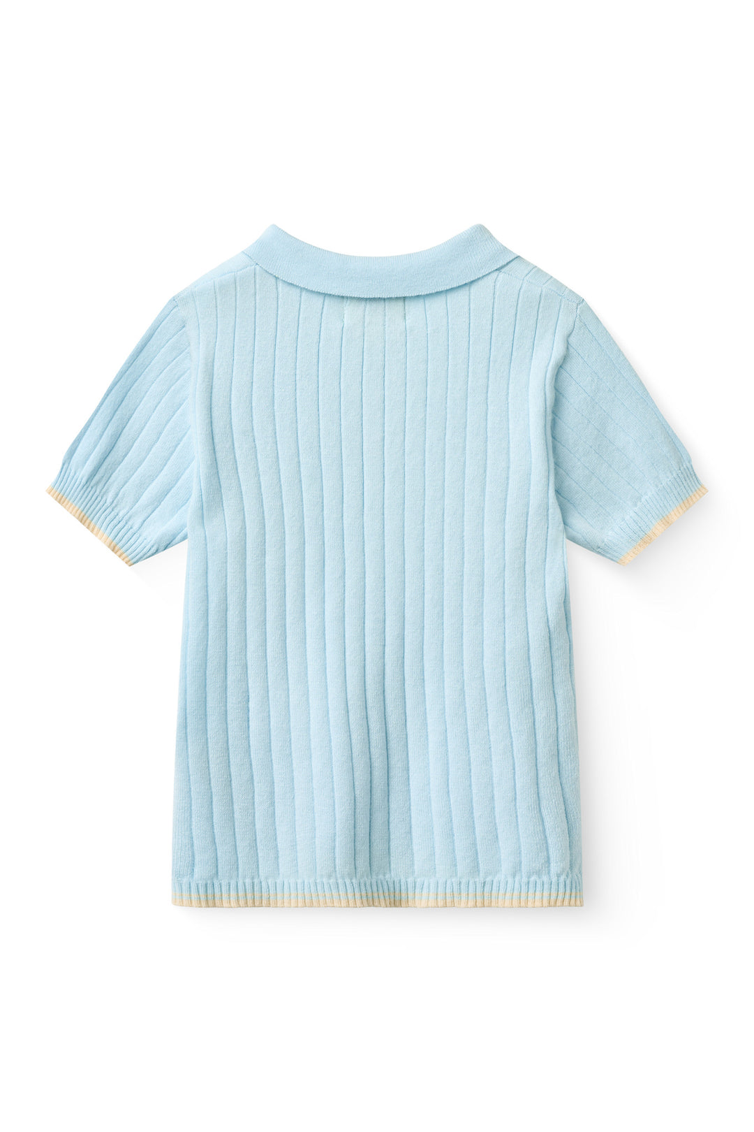 STRIKKET RIB POLO - ICE BLUE/CREAM COMB.
