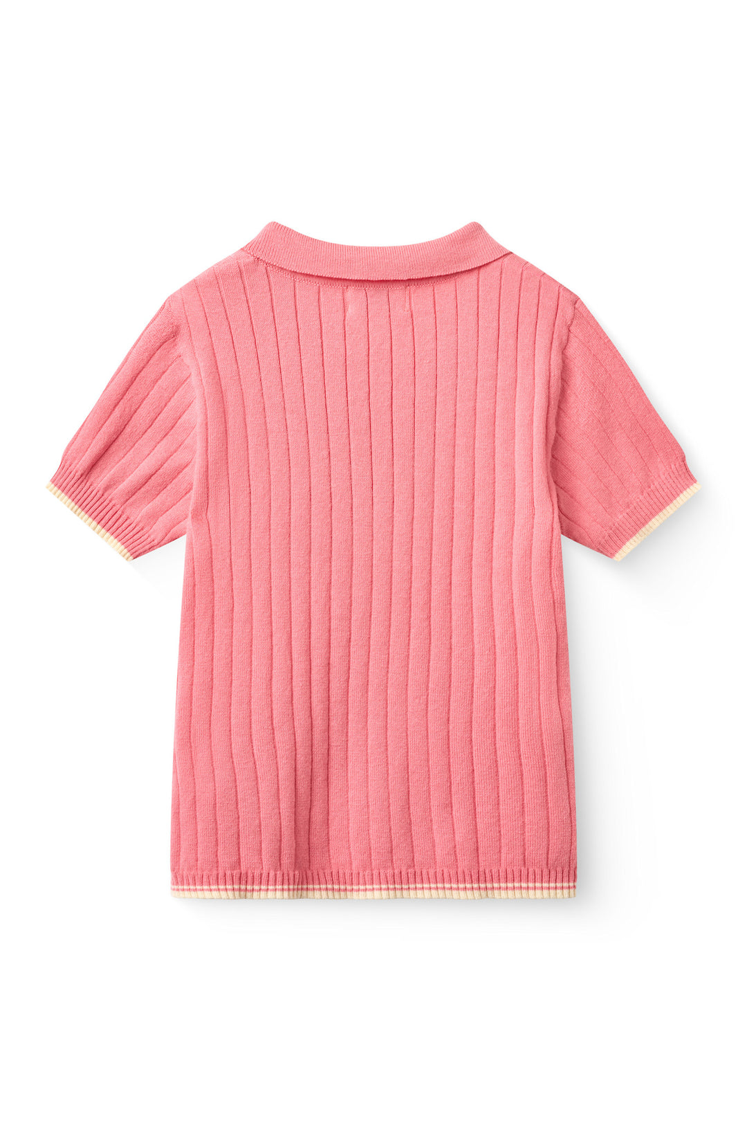 STRIKKET RIB POLO - PINK/CREAM COMB.