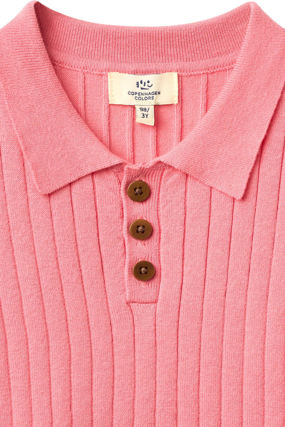 STRIKKET RIB POLO - PINK/CREAM COMB.