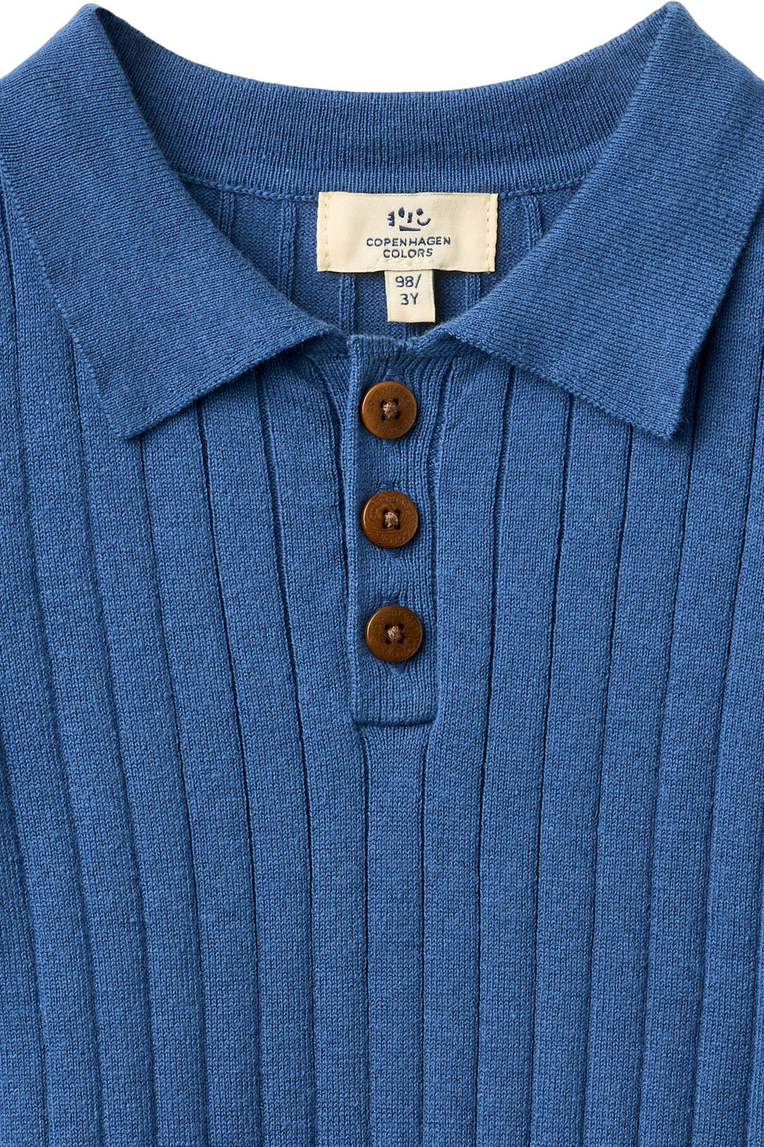STRIKKET RIB POLO - SHARP BLUE/CREAM COMB.