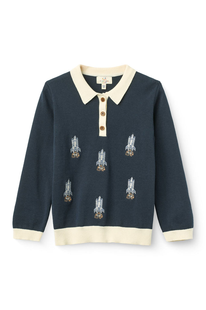 L/Æ Polo m. Broderi - Navy Rocket Comb.