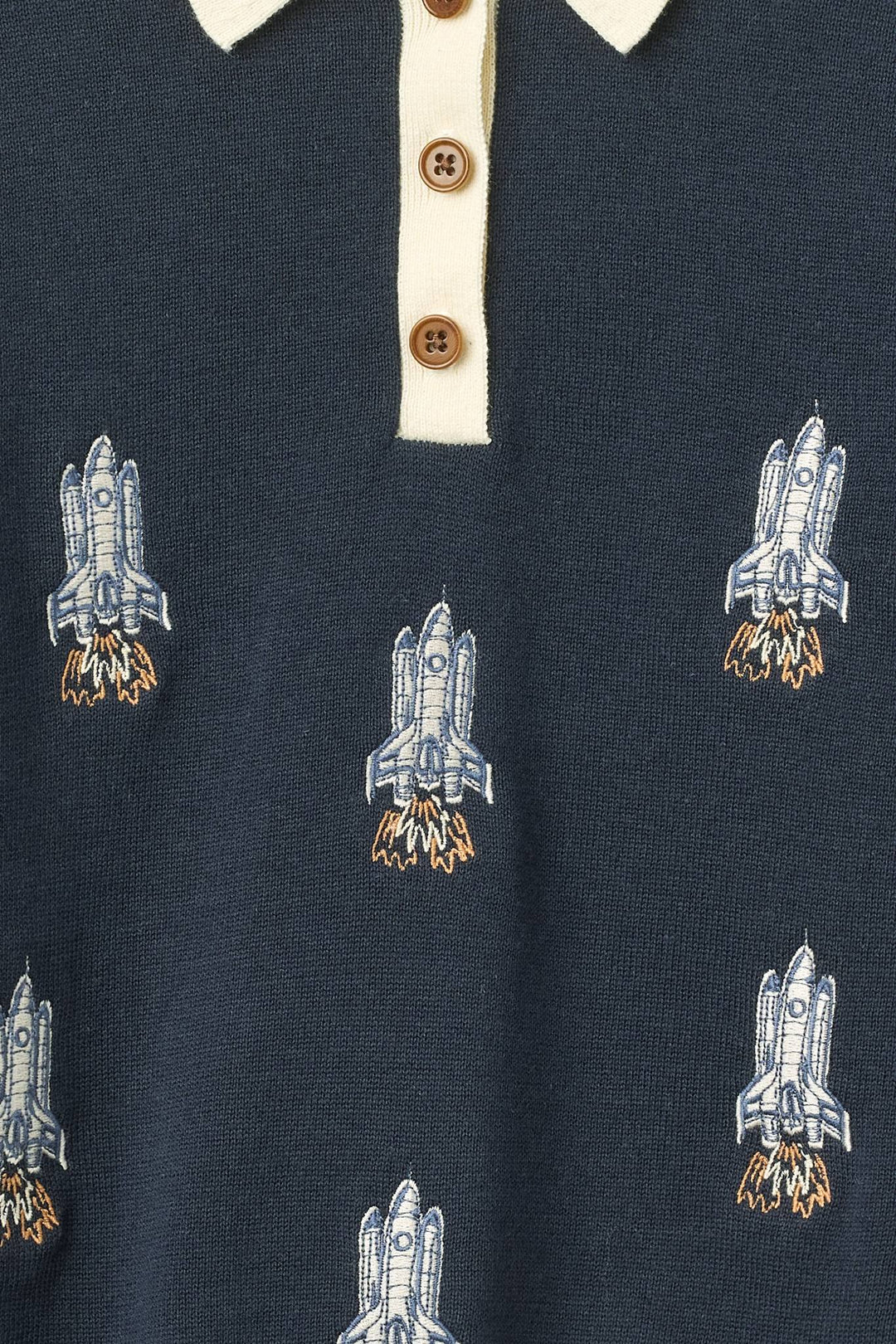 L/Æ Polo m. Broderi - Navy Rocket Comb.