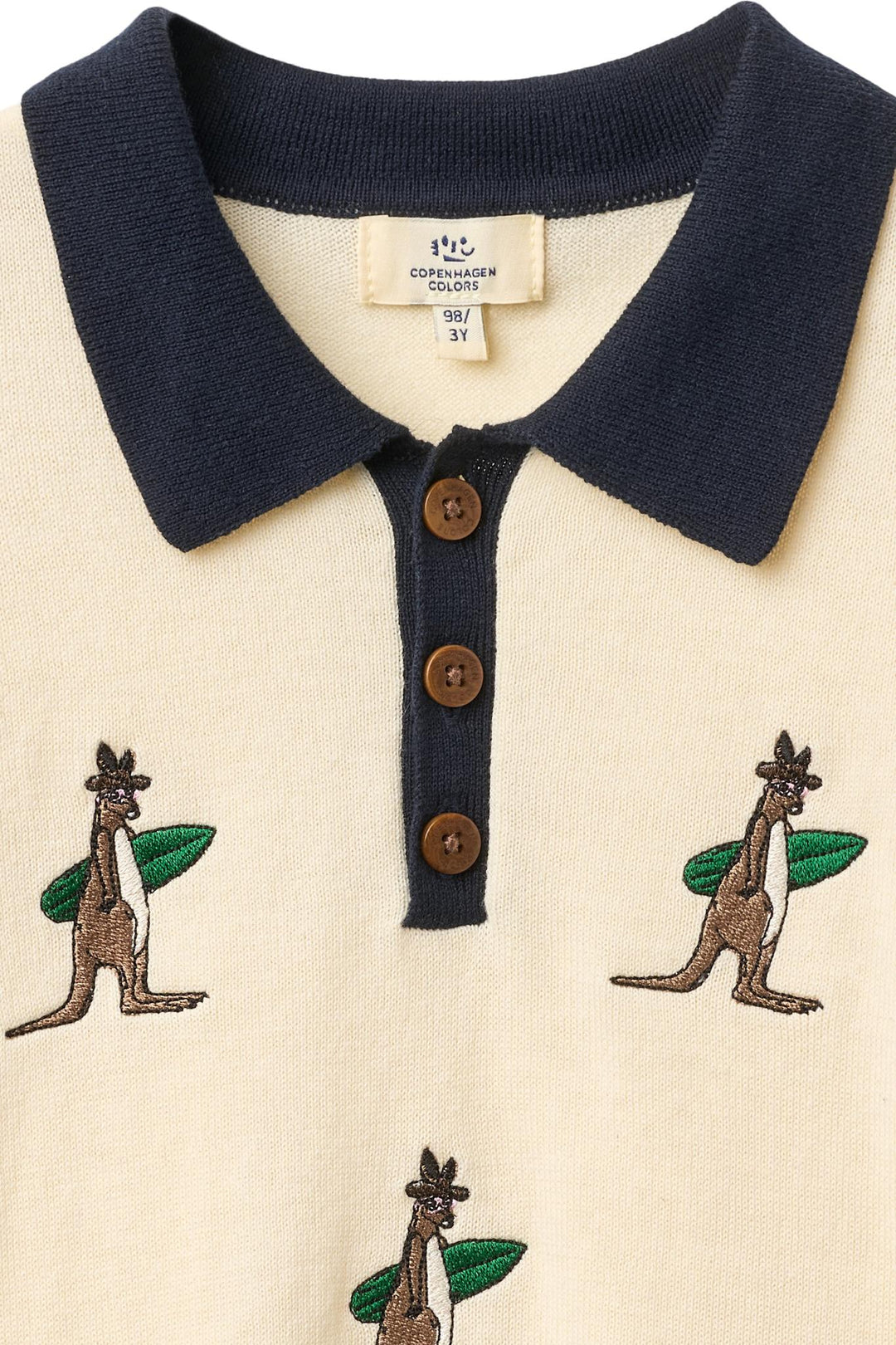 STRIKKET POLO M. BÅDE - CREAM COMB.