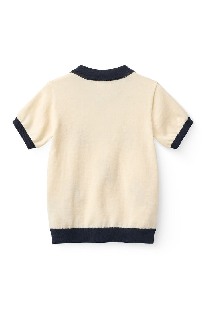STRIKKET POLO M. BÅDE - CREAM COMB.