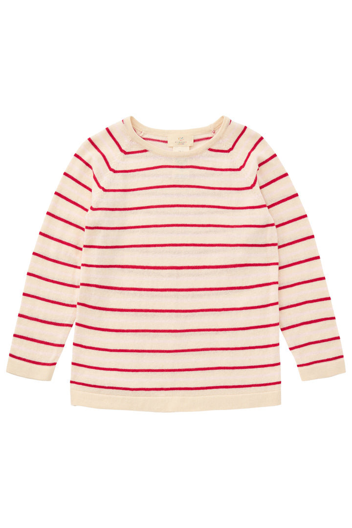 TYNDSTRIKKET BLUSE M. STRIBER - CREAM/DUSTY ROSE/BARRY COMB.