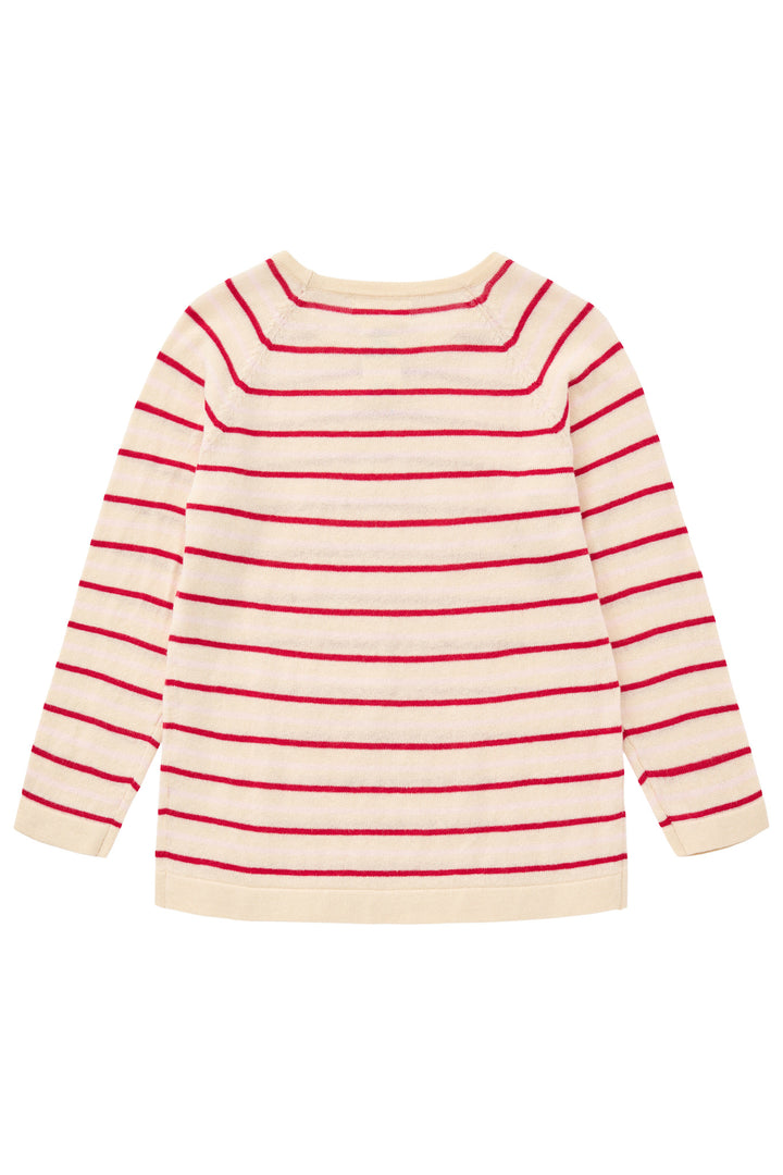 TYNDSTRIKKET BLUSE M. STRIBER - CREAM/DUSTY ROSE/BARRY COMB.