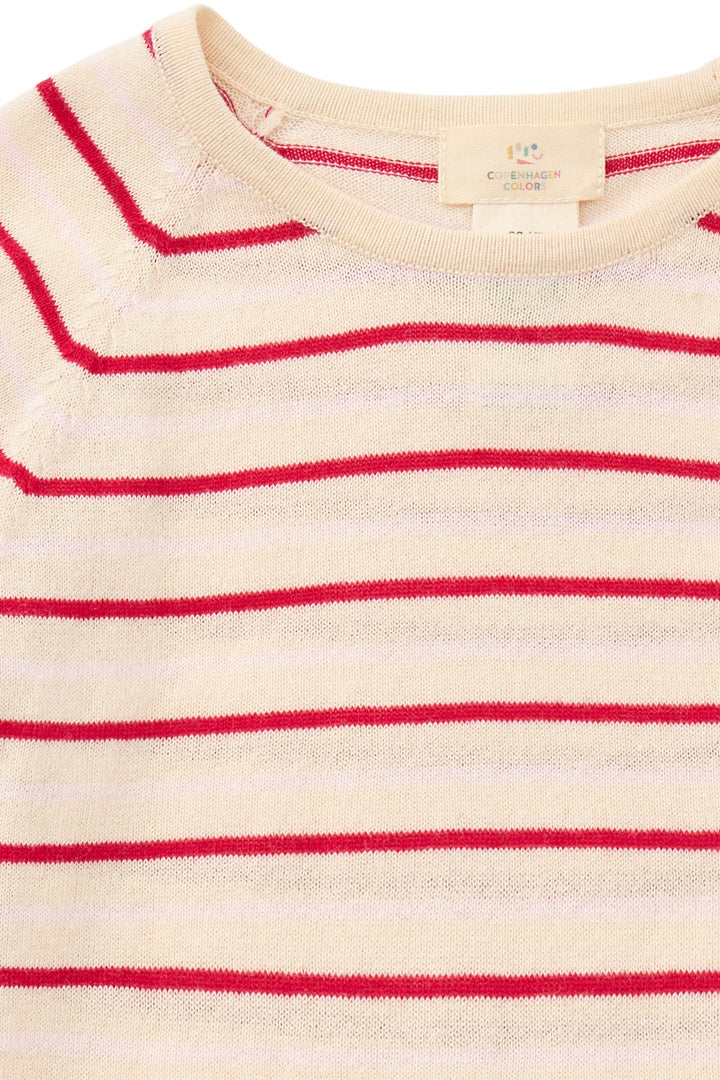 TYNDSTRIKKET BLUSE M. STRIBER - CREAM/DUSTY ROSE/BARRY COMB.