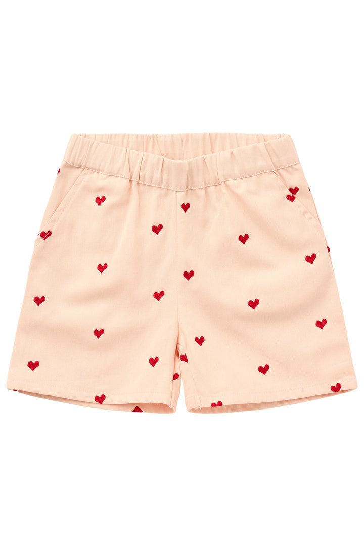 TWILL HJERTE SHORTS - DUSTY ROSE W. BERRY HEARTS