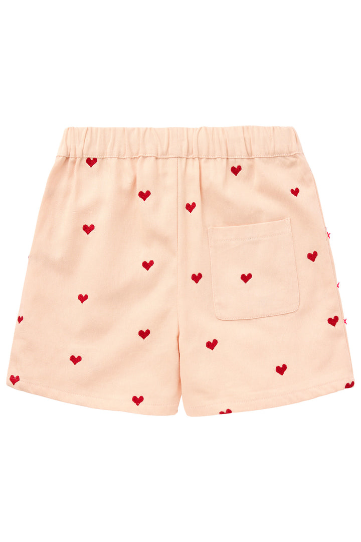 TWILL HJERTE SHORTS - DUSTY ROSE W. BERRY HEARTS