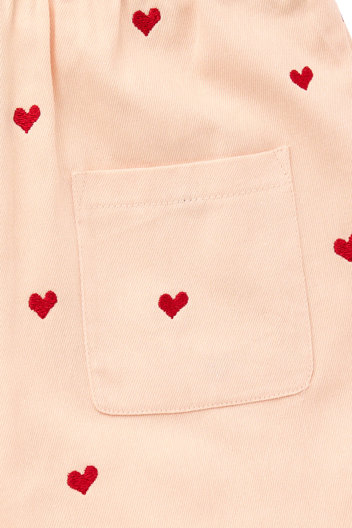 TWILL HJERTE SHORTS - DUSTY ROSE W. BERRY HEARTS