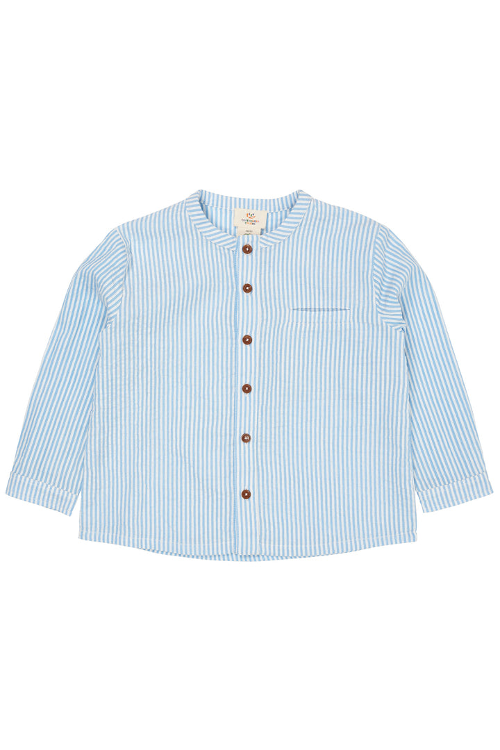 BÆK OG BØLGE SKJORTE - SKY BLUE W CREAM STRIPE
