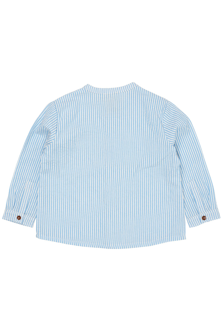 BÆK OG BØLGE SKJORTE - SKY BLUE W CREAM STRIPE
