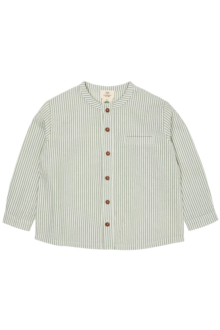 BÆK OG BØLGE SKJORTE - GREEN W CREAM STRIPE