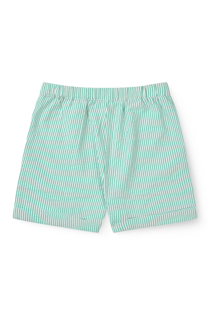 BÆK OG BØLGE SHORTS - SHARP GREEN W CREAM STRIPE